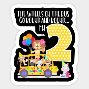 The Wheels On The Bus 2nd Birthday 2 Years Old Family Matching Sticker